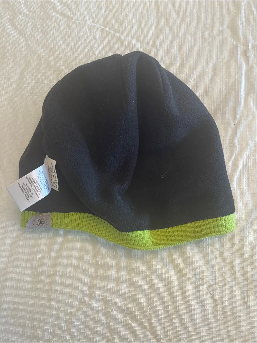 Spyder Lime Knit Beanie with Spider Logo Unisex OS Like New